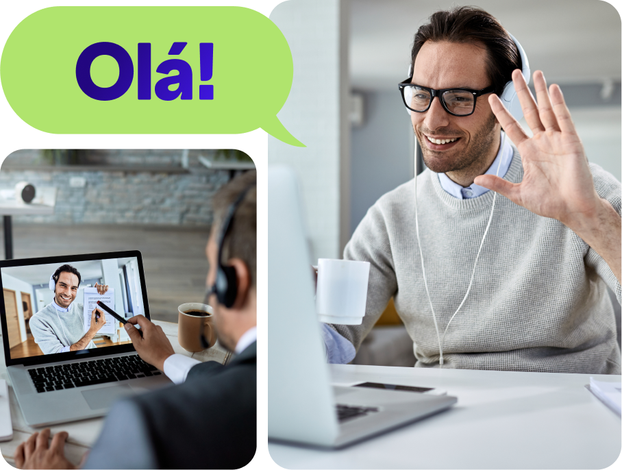 Portuguese tutor teaching online one-to-one with a professional learner on Twenix